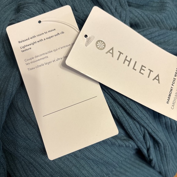 Athleta Harmony Pose Wrap Size LARGE Blue Green Hooded  Lightweight - Picture 3 of 5